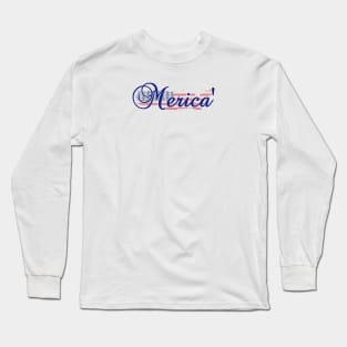 Merica' in Blue Long Sleeve T-Shirt